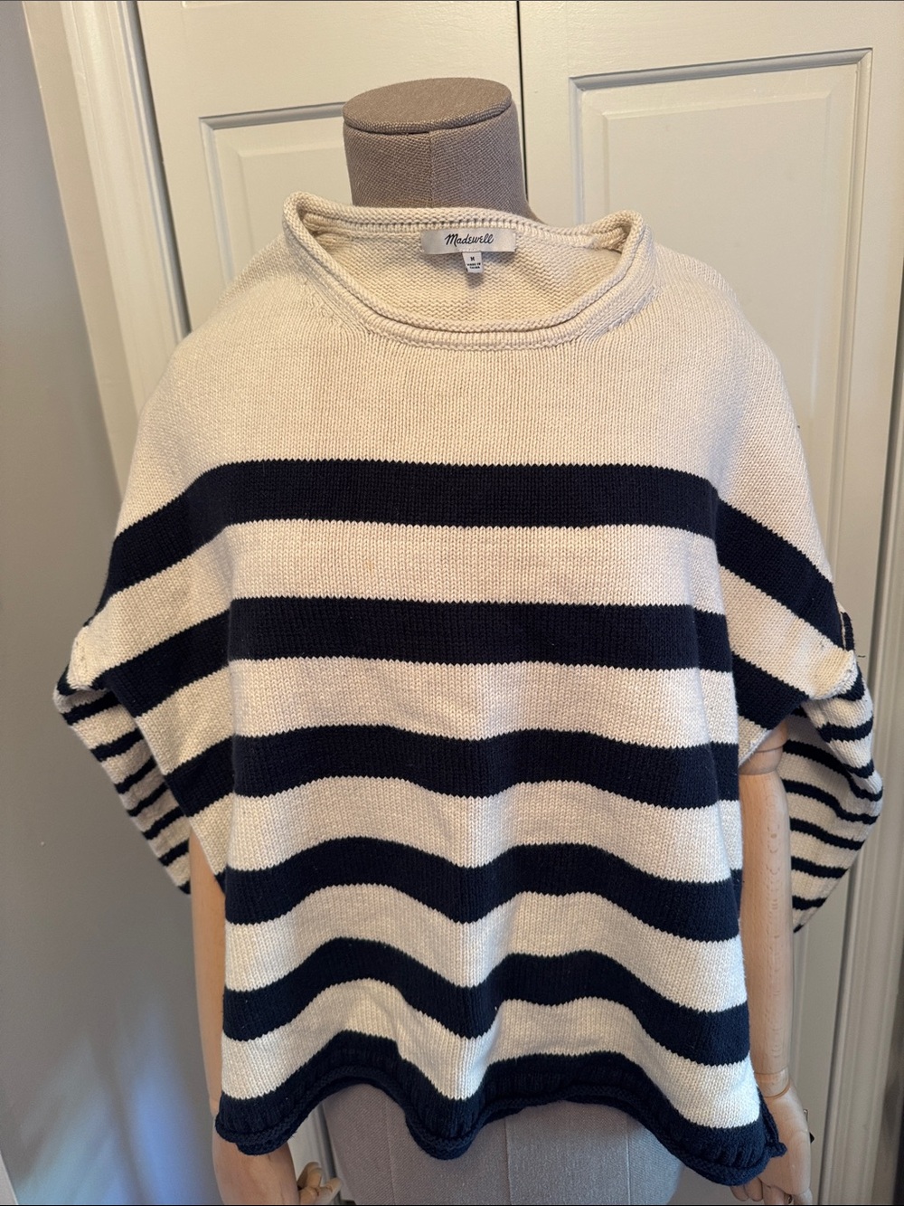 Madewell Navy and Cream Striped Long-Sleeve Crew Sweater